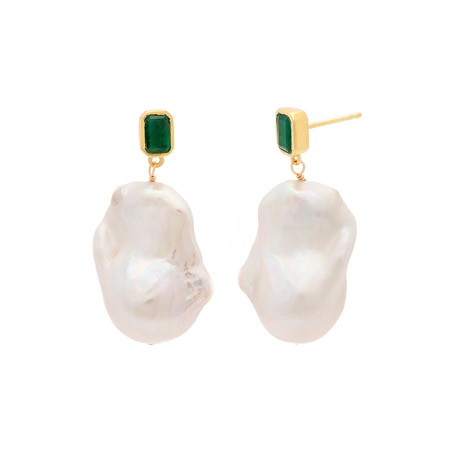 Pearl sale emerald earrings