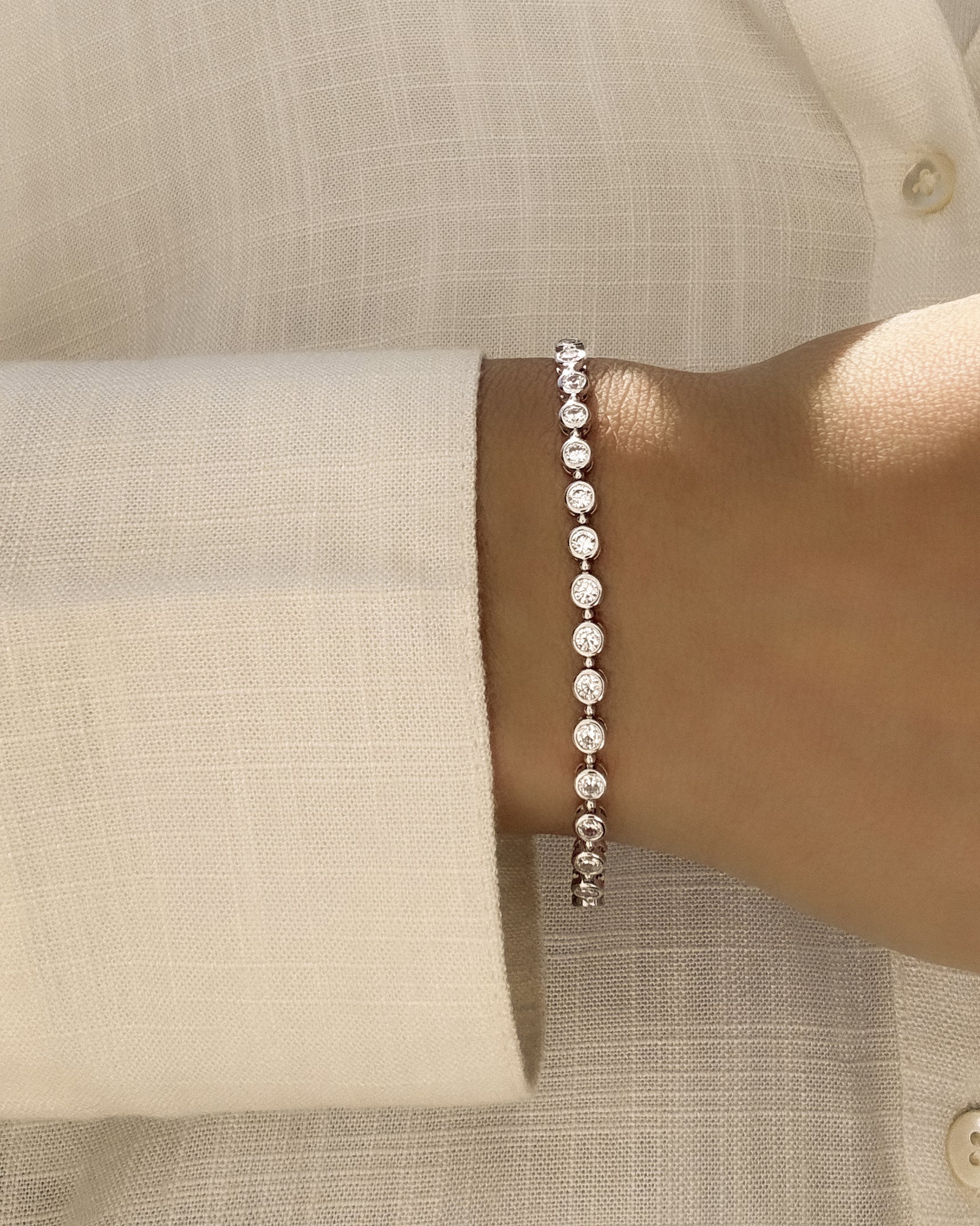 Beaded Bezel Tennis Bracelet