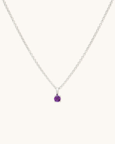 Birthstone Necklace | Silver & Amethyst