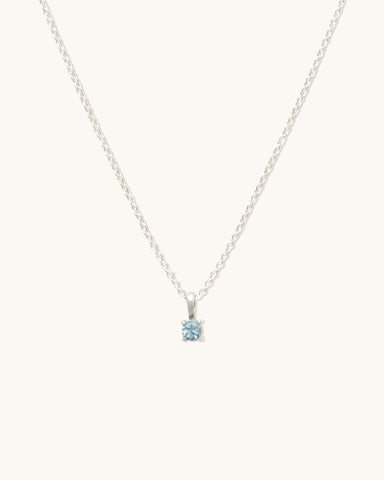 Birthstone Necklace | Silver & Aquamarine