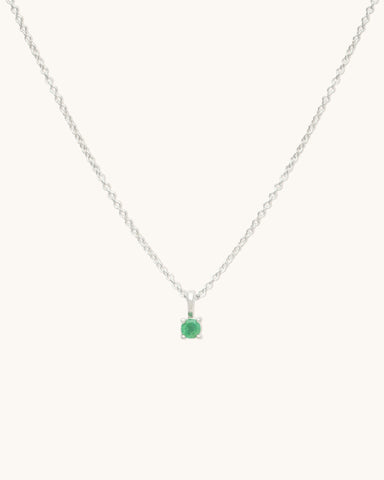 Birthstone Necklace | Silver & Emerald