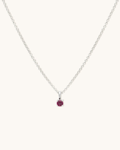 Birthstone Necklace | Silver & Garnet