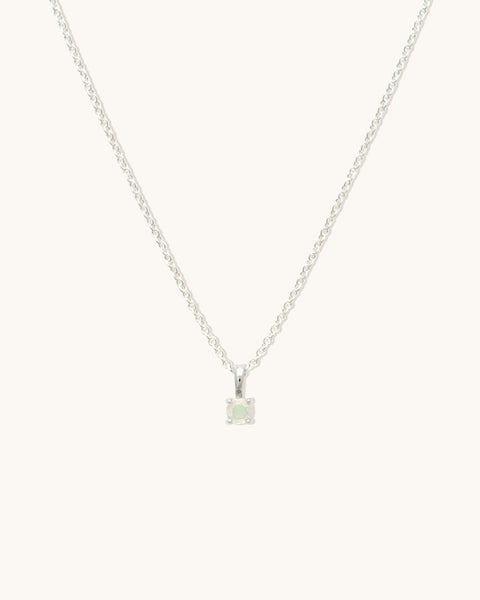 Birthstone Necklace | Silver & Opal