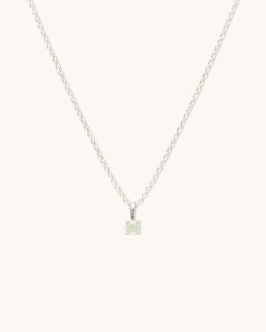 Birthstone Necklace | Silver & Opal