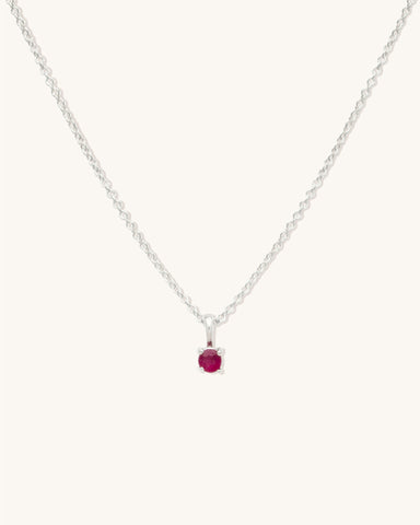 Birthstone Necklace | Silver & Ruby