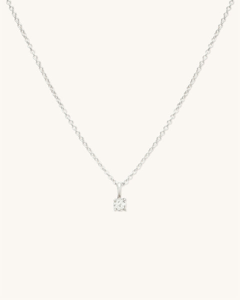 Birthstone Necklace | Silver & White Topaz