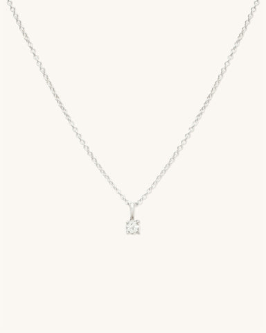 Birthstone Necklace | Silver & White Topaz
