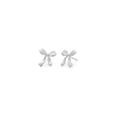 Bow Petite Earrings | Silver