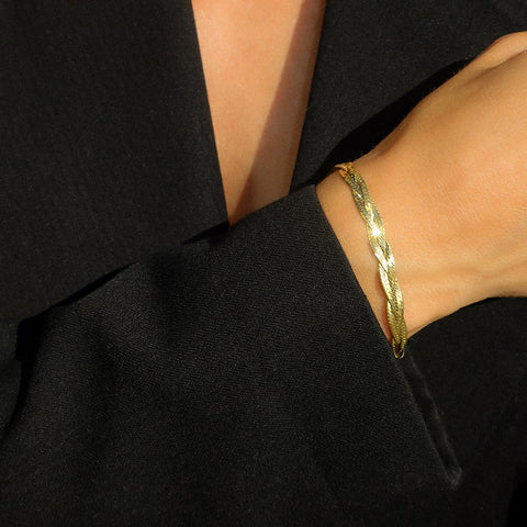 Braided Herringbone Bracelet | Gold