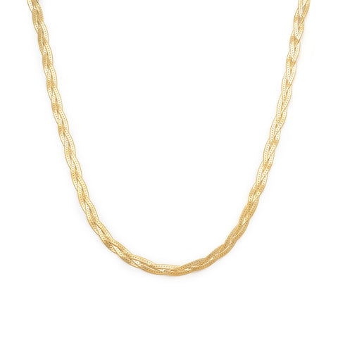 Braided Herringbone Necklace | Gold