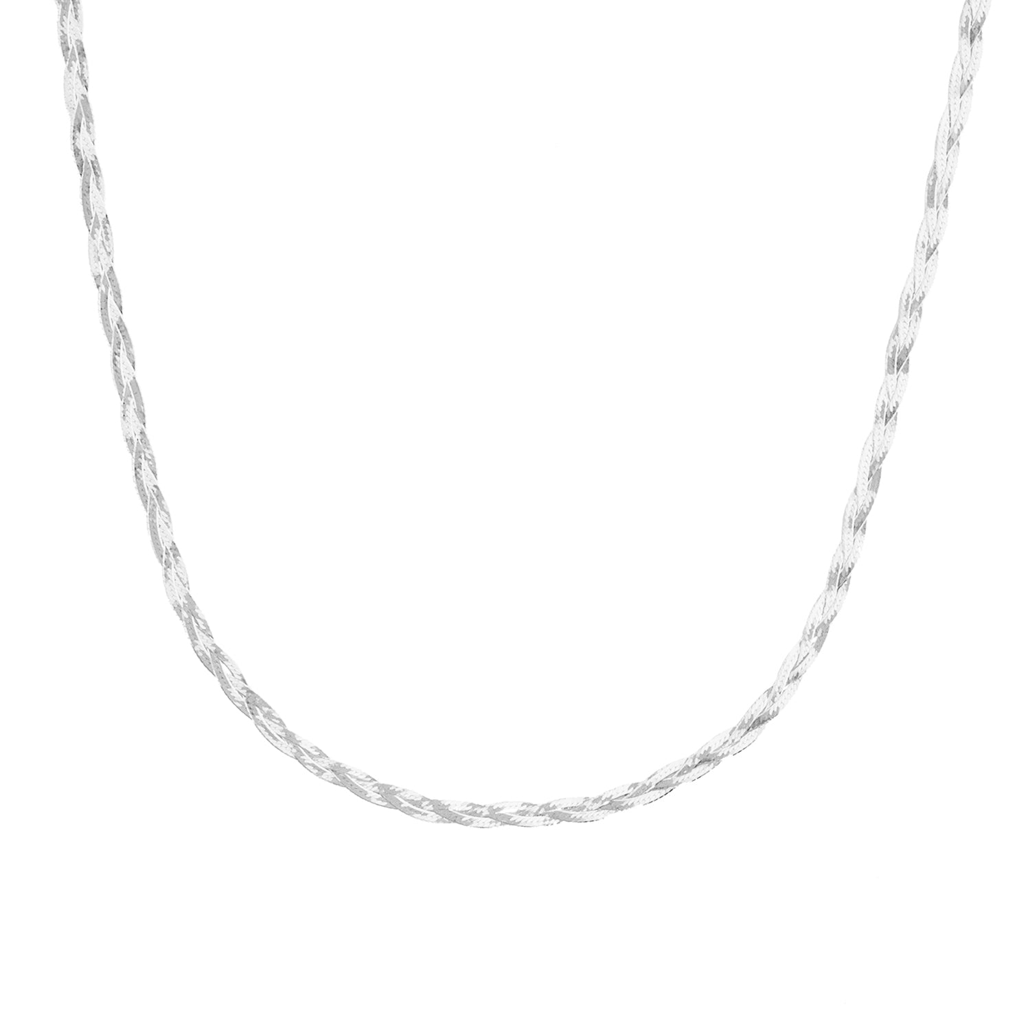 Ladies Solid 925 Sterling Silver Braided Herringbone Chain Necklace 6m –  MIAMISILVER