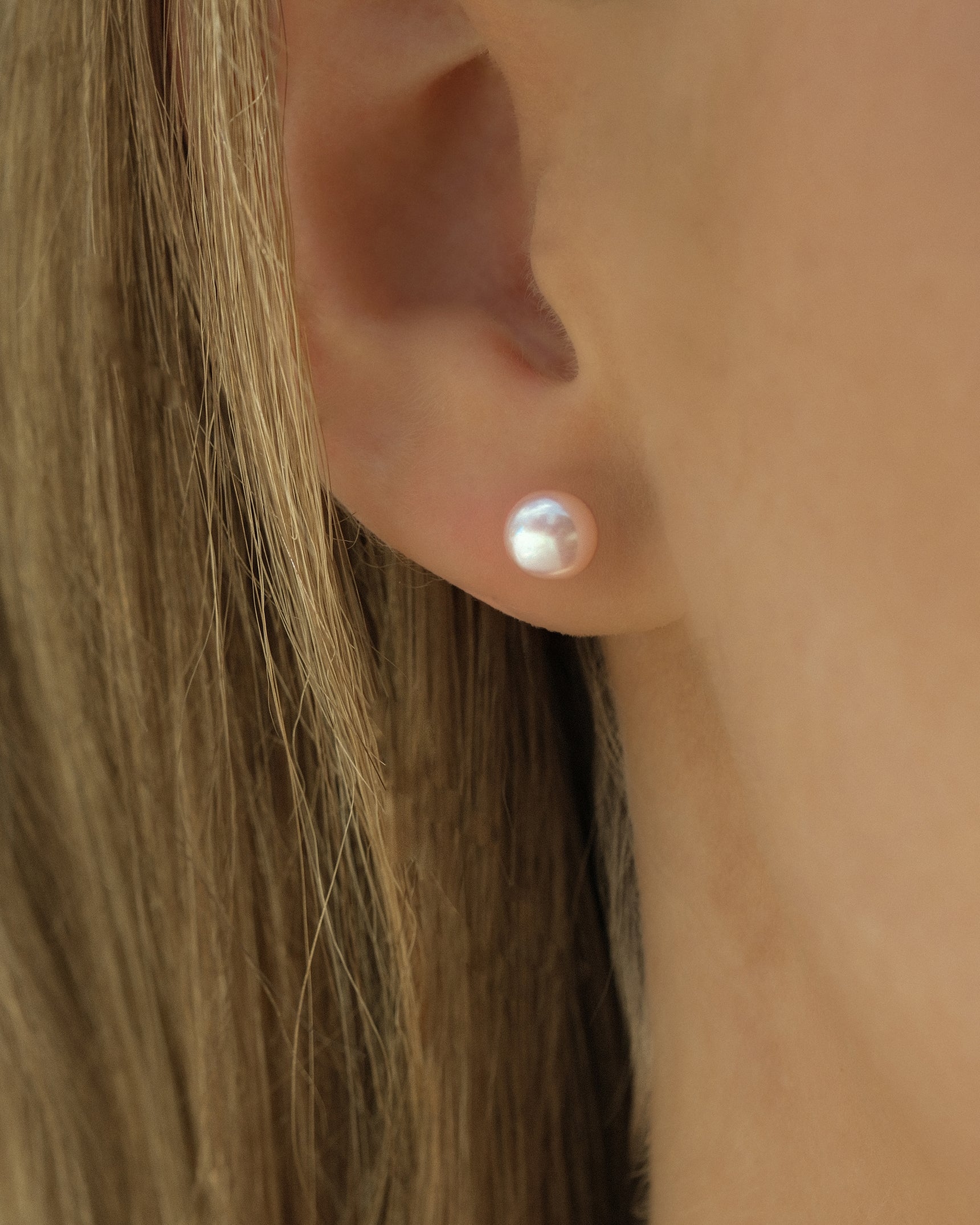 7.5mm Button Rose Pearl Studs