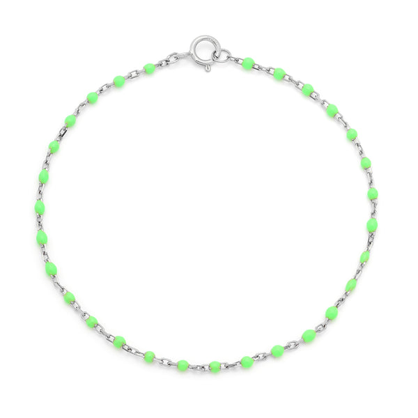 Candy Chain Anklet | Lime & Silver