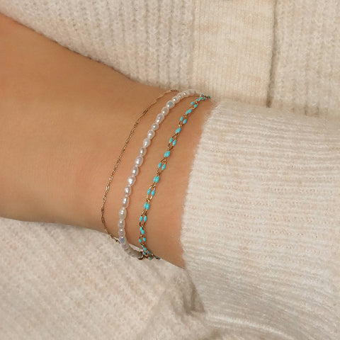 Candy Chain Anklet | Turquoise U-Link & Goldfill