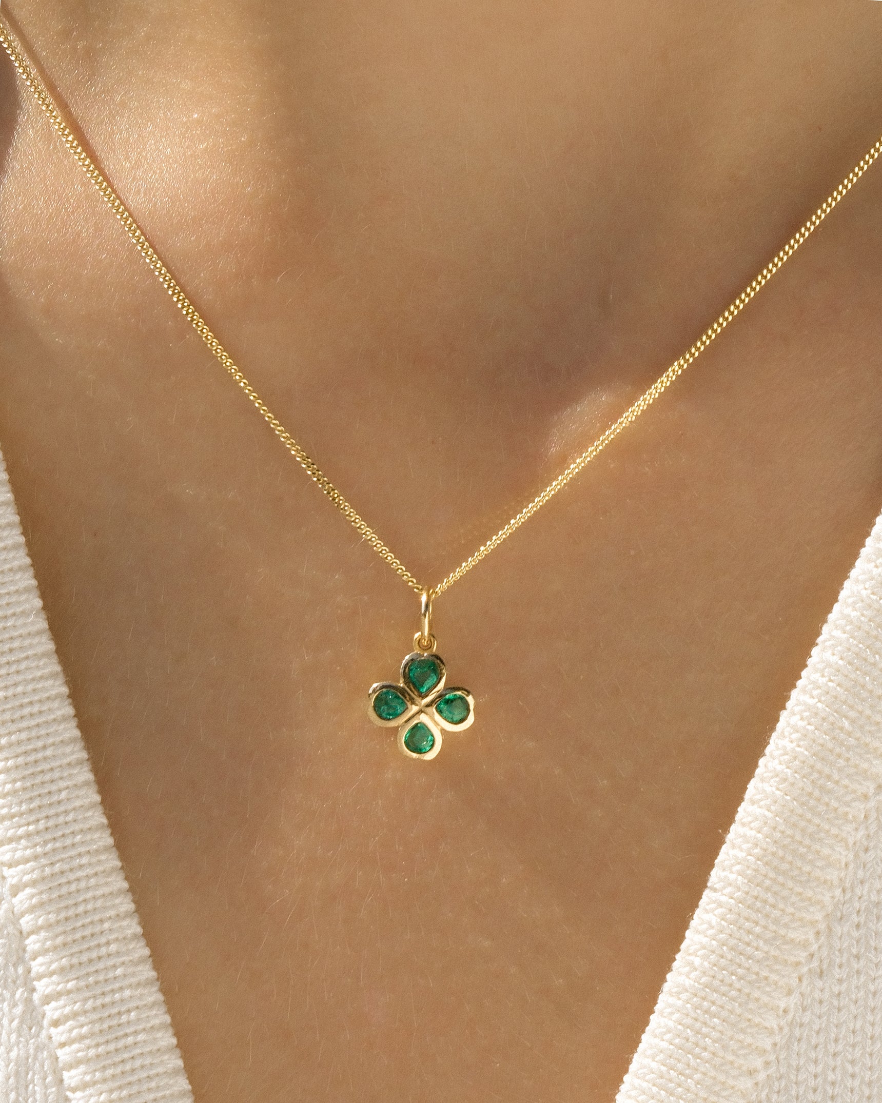 Clover Emerald 14K Necklace