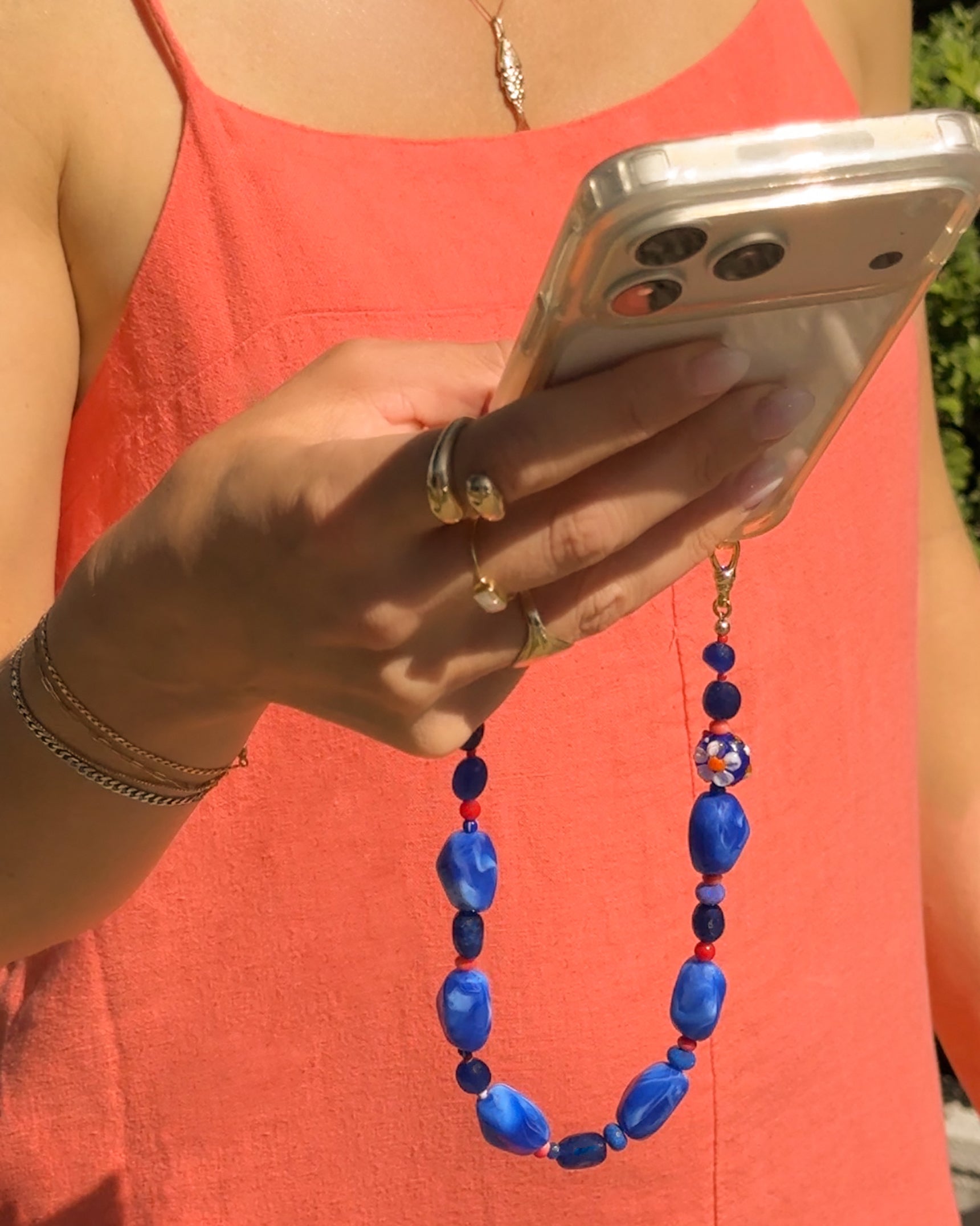 Cobalt Coral Phone Wristlet