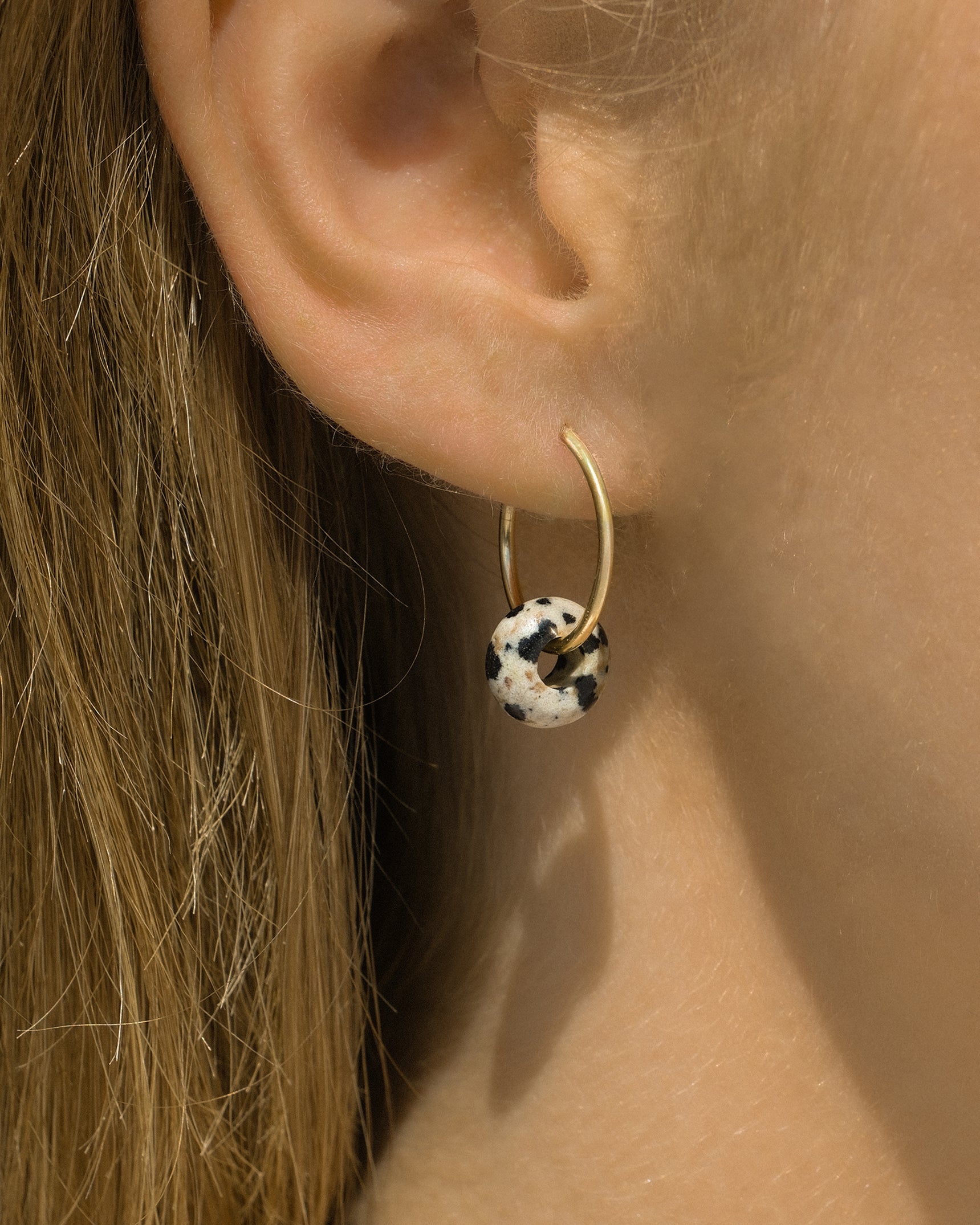 Dalmatian Jasper Beaded Hoops