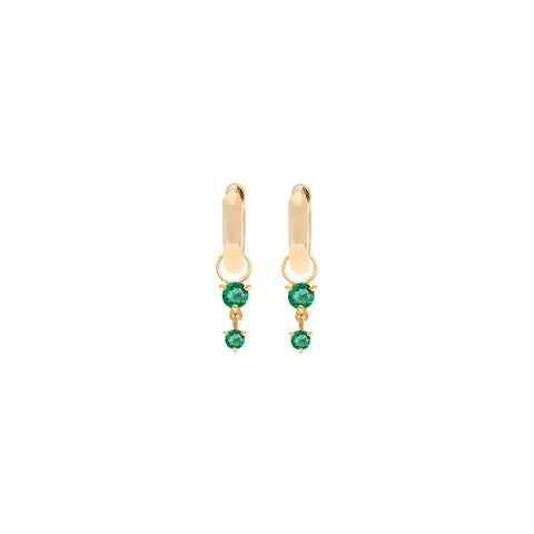 Deux Drop Hoops | Emerald