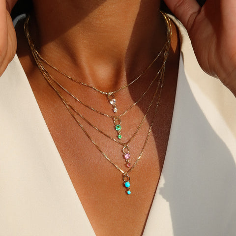 Deux Drop Necklace | Turquoise