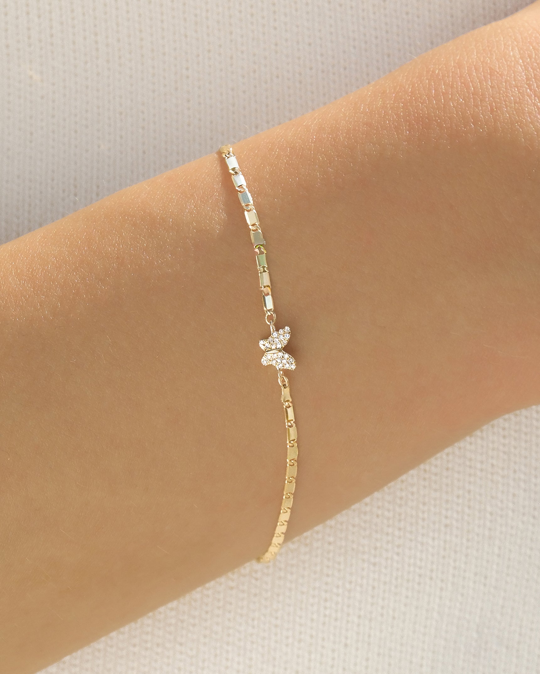 Butterfly Diamond Pave 14K Bracelet