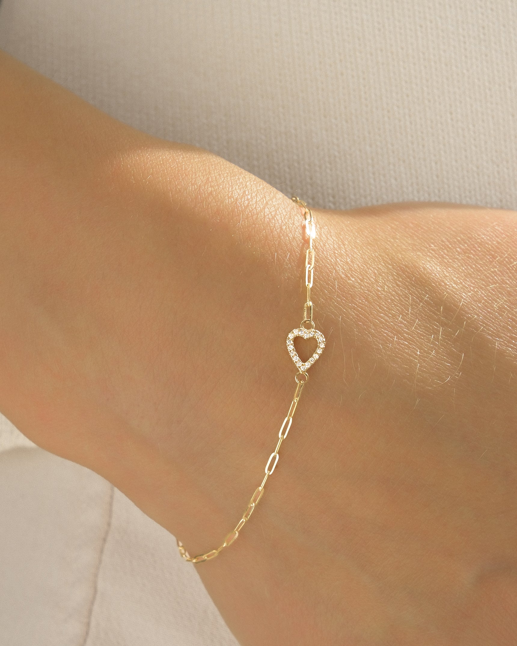 Diamond Pavé 14K Heart Connector Bracelet