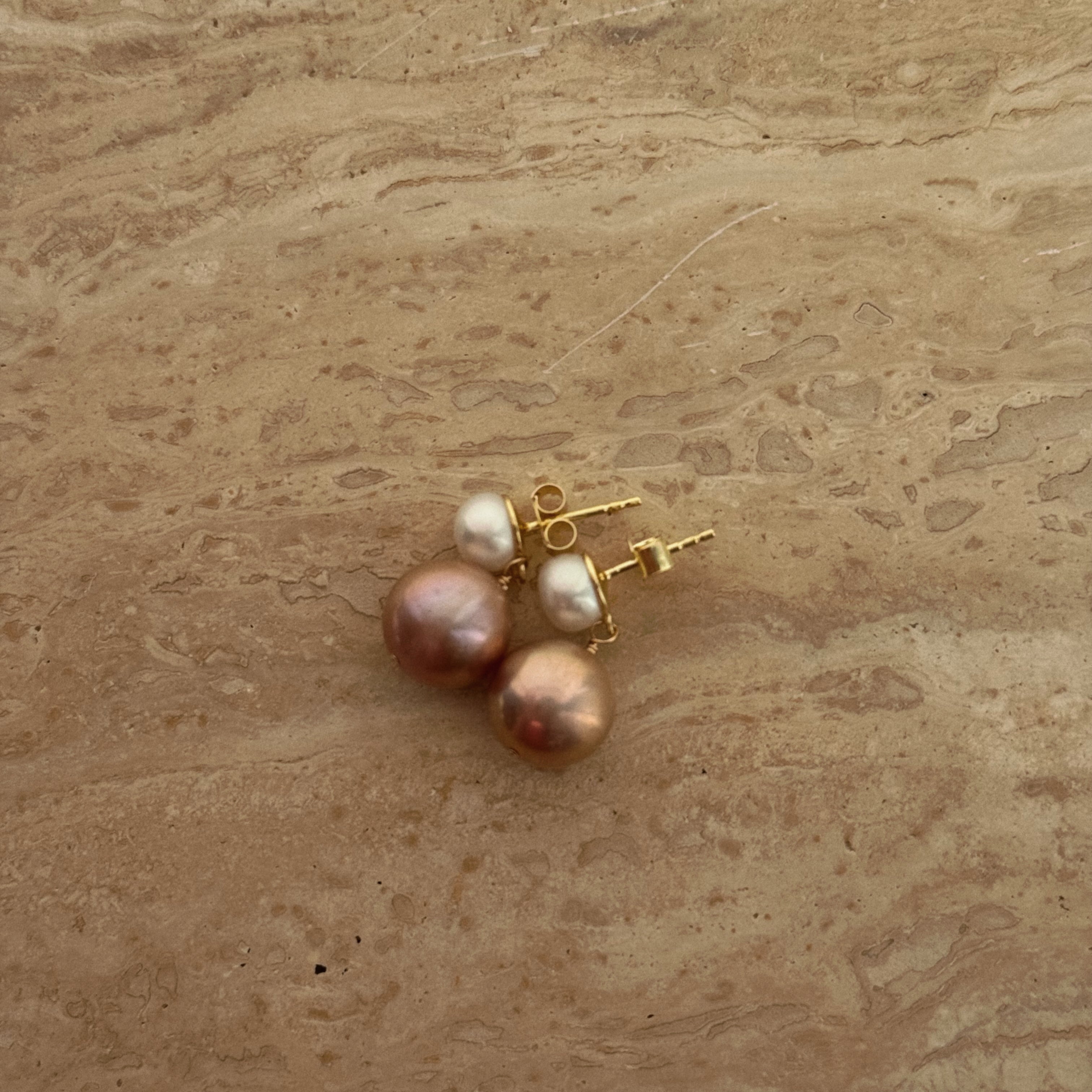 Dual Pearl Drop Earrings