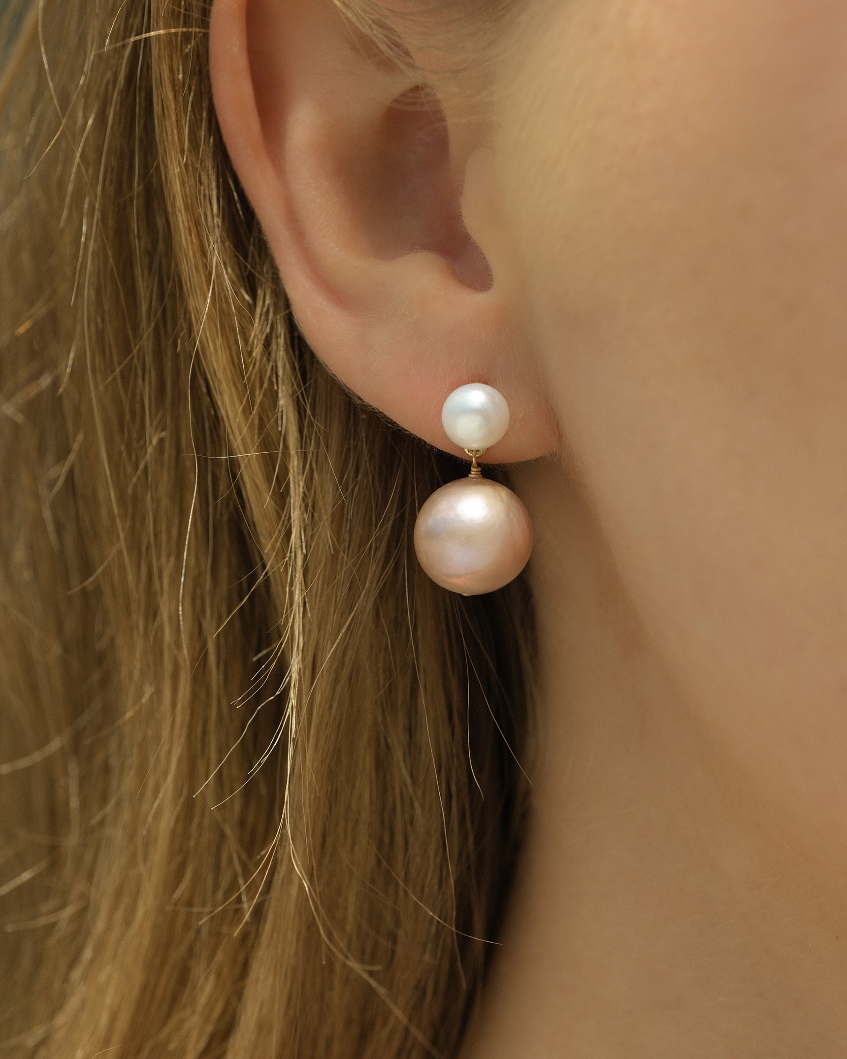 Dual Pearl Drop Earrings
