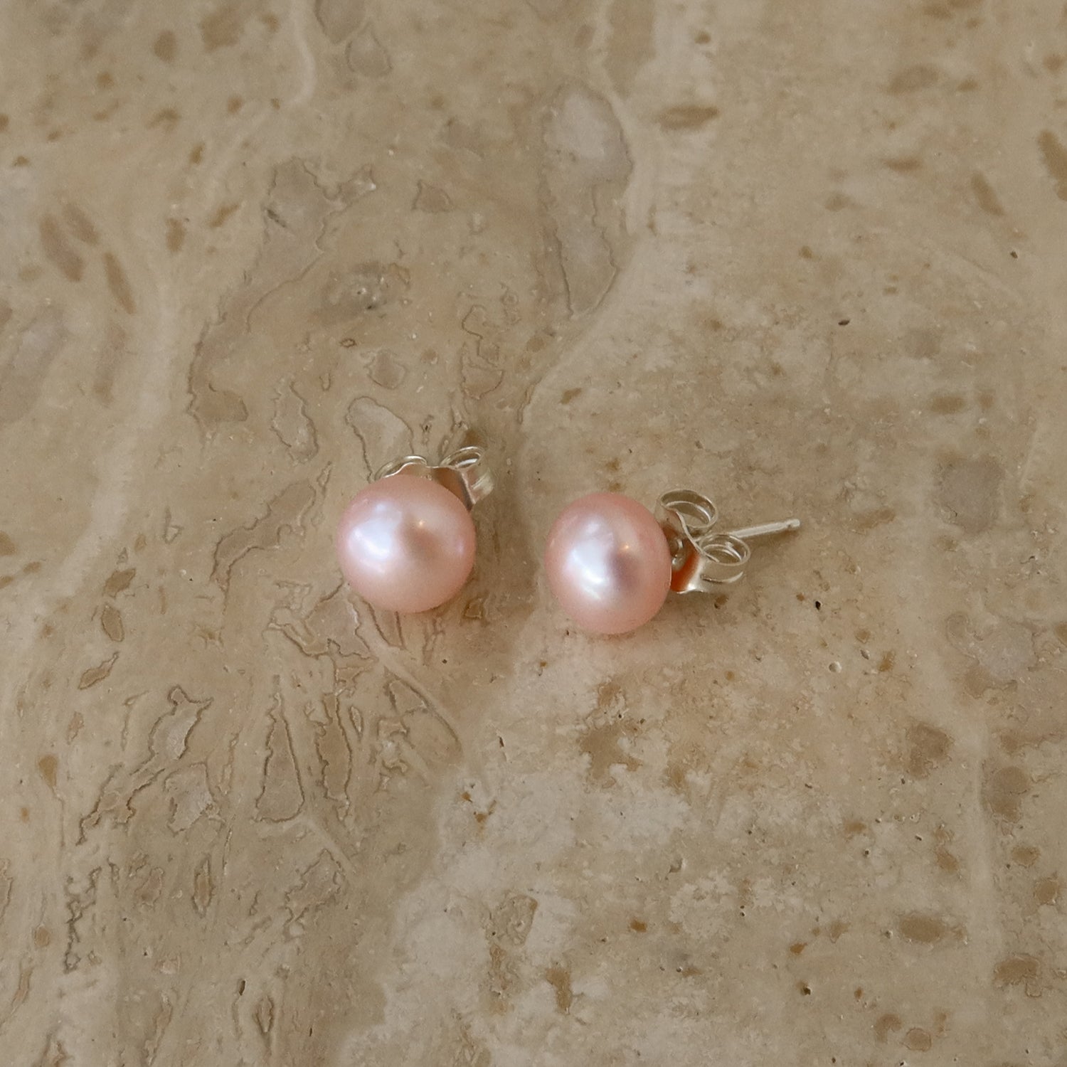 7.5mm Button Rose Pearl Studs