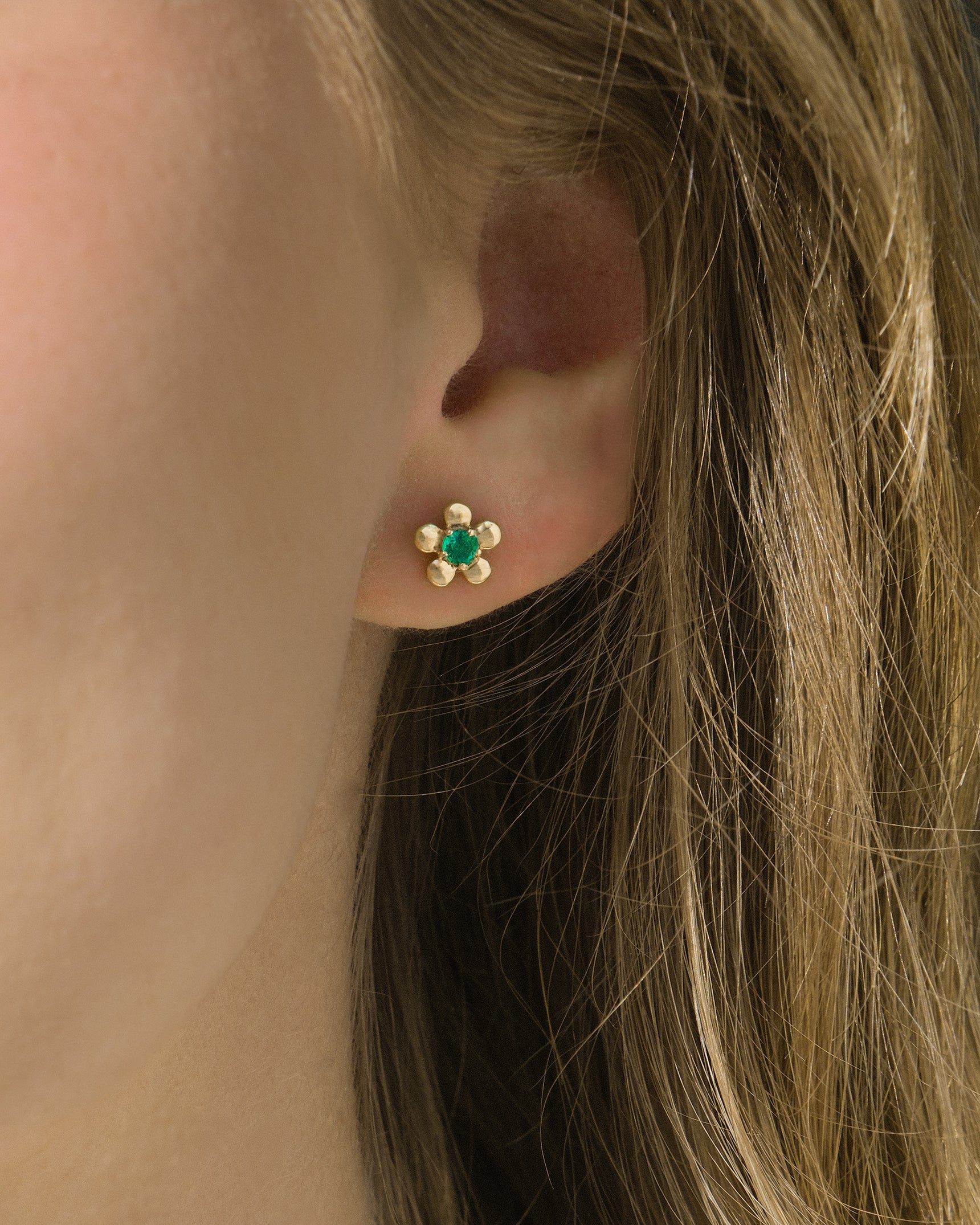 Daisy Emerald 14K Studs