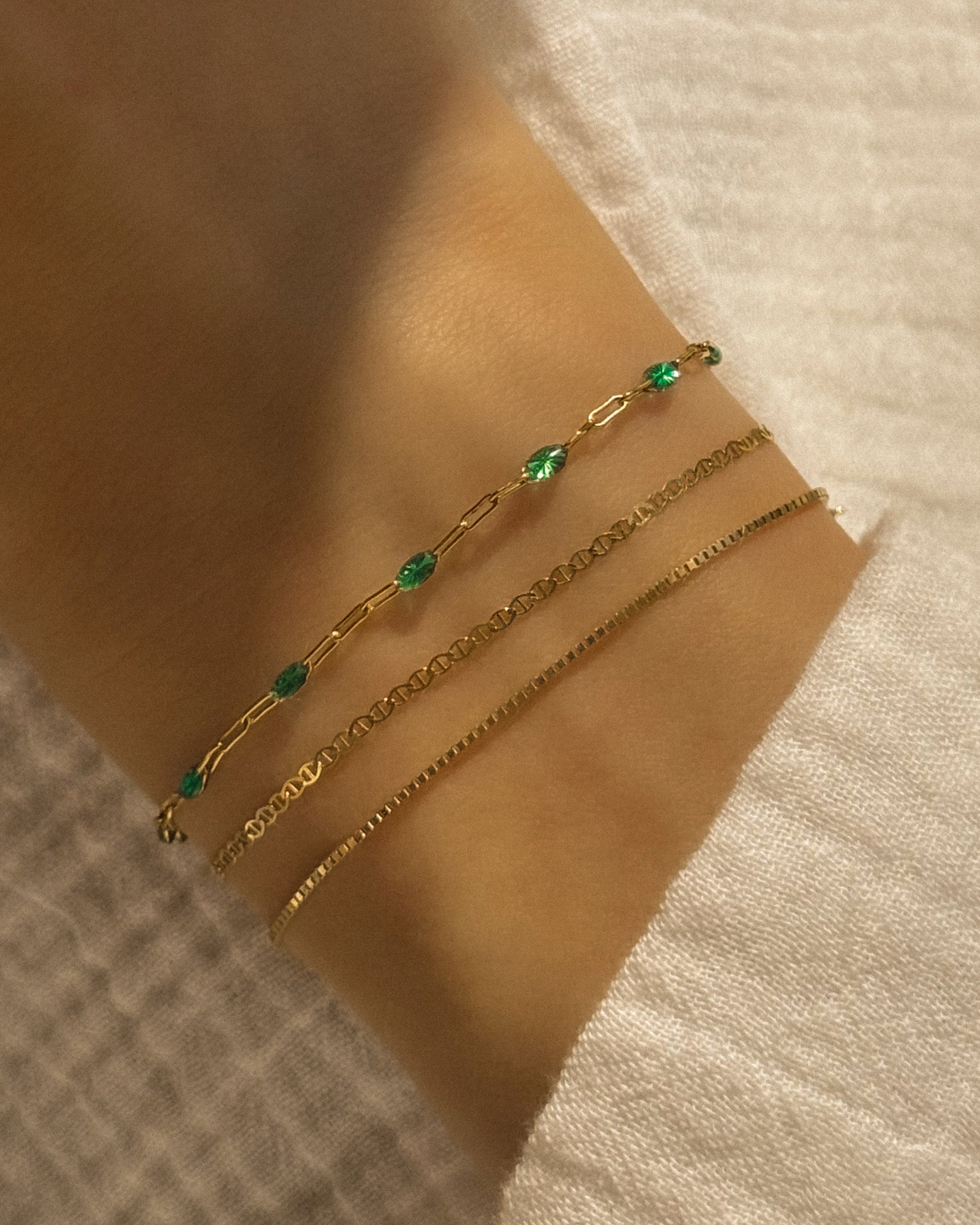 Emerald Gem Drop Chain Anklet