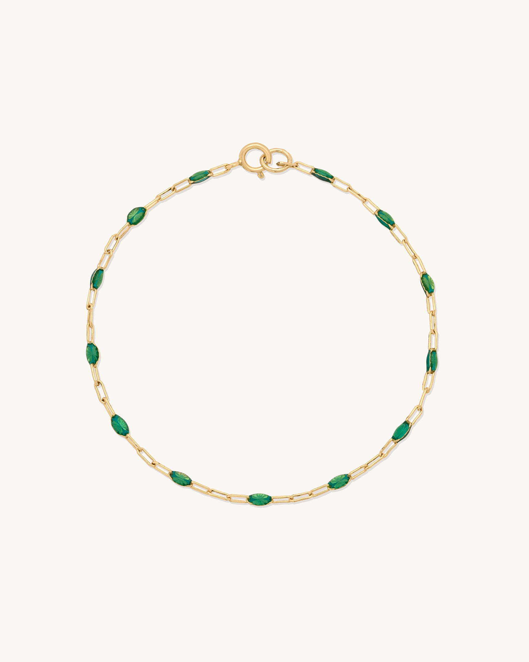 Emerald Gem Drop Chain Bracelet