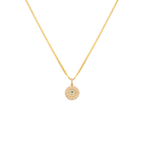 Evil Eye Medallion Necklace | Emerald