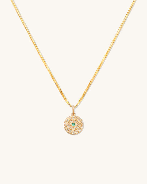 Evil Eye Medallion Necklace | Emerald