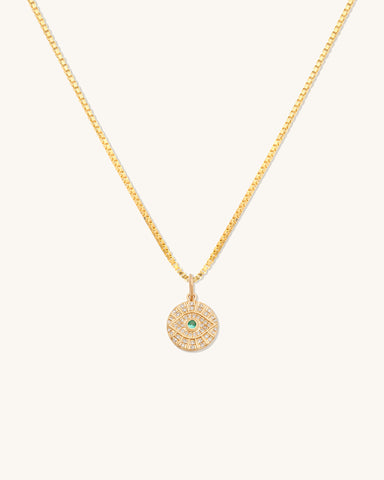 Evil Eye Medallion Necklace | Emerald