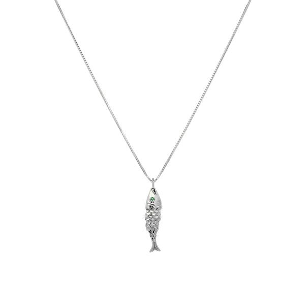 Fish Necklace | Emerald & Silver