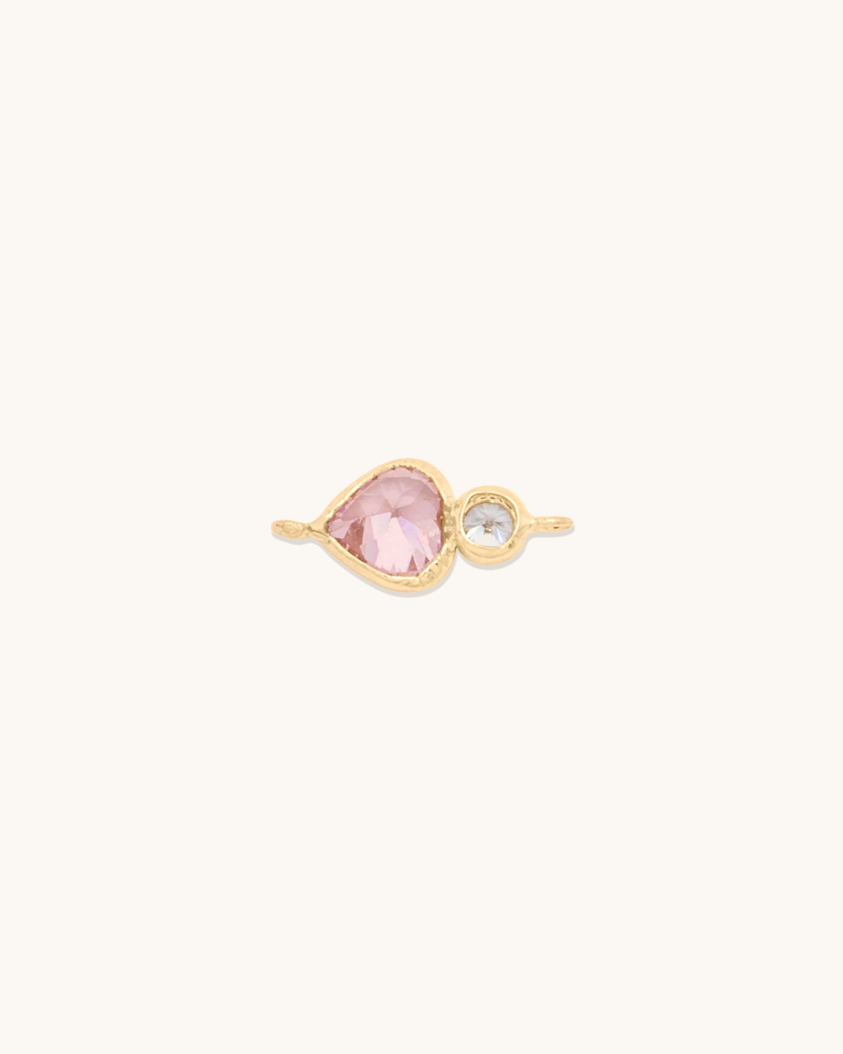 Gem Heart Connector | 10K Gold & Pink CZ