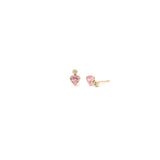 Gem Heart Studs | 10K Gold & Pink CZ