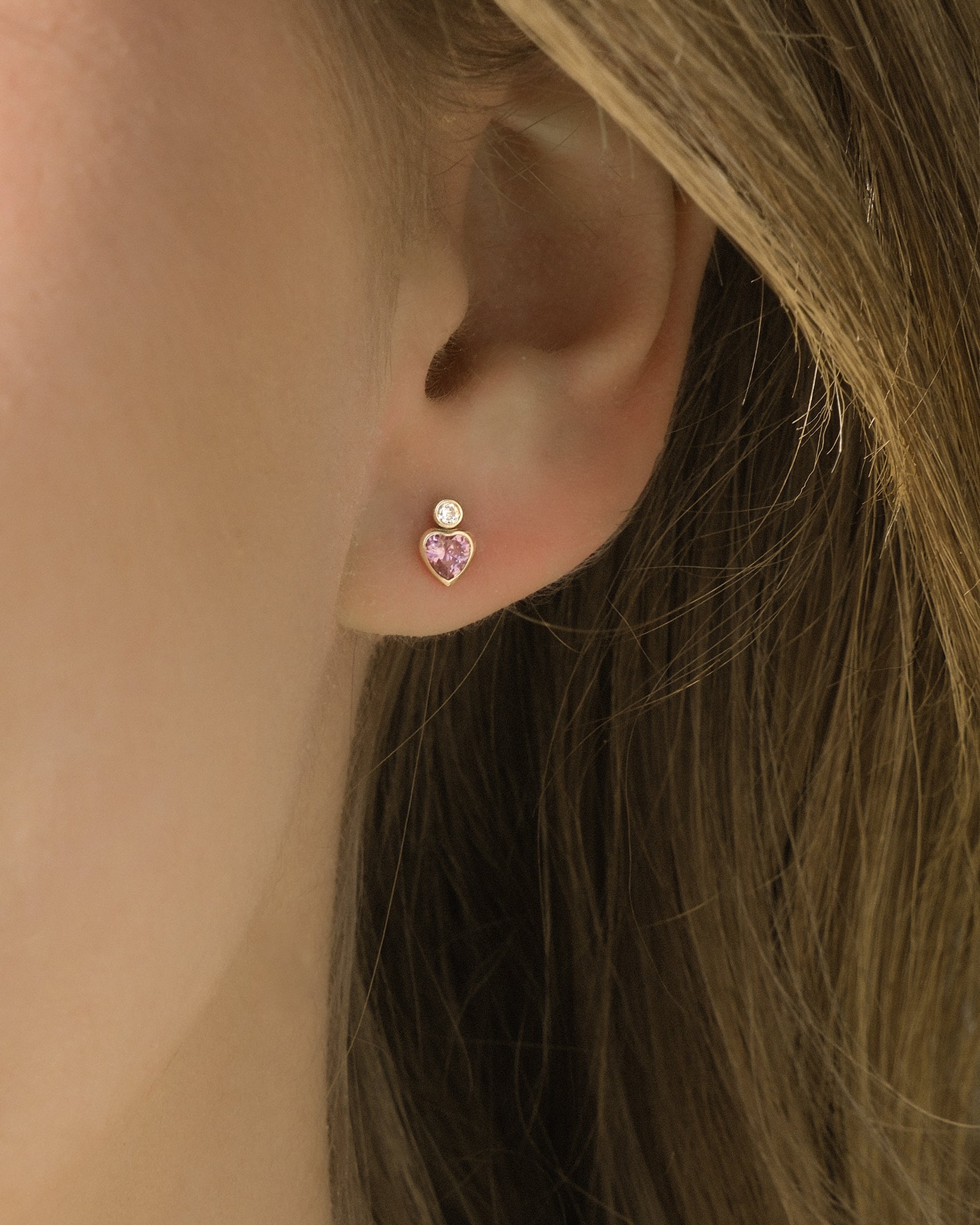 Gem Heart 10K Studs