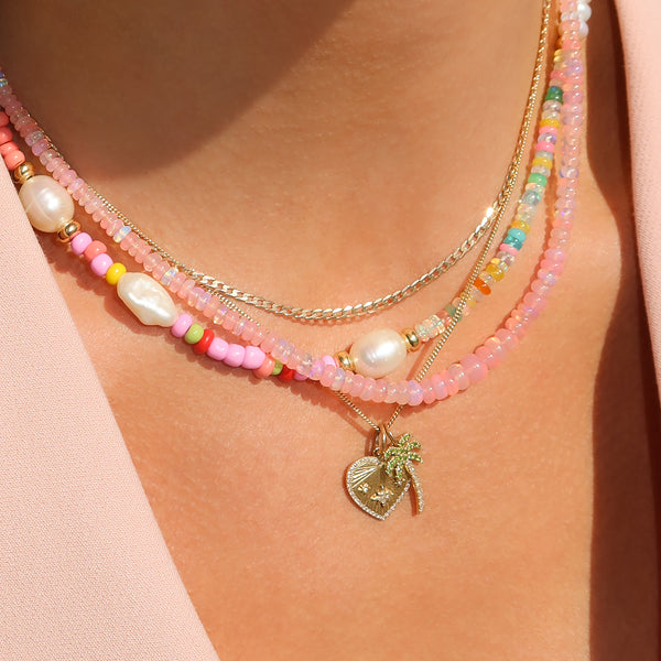 Gemstone Necklace | Bright Pink Opal