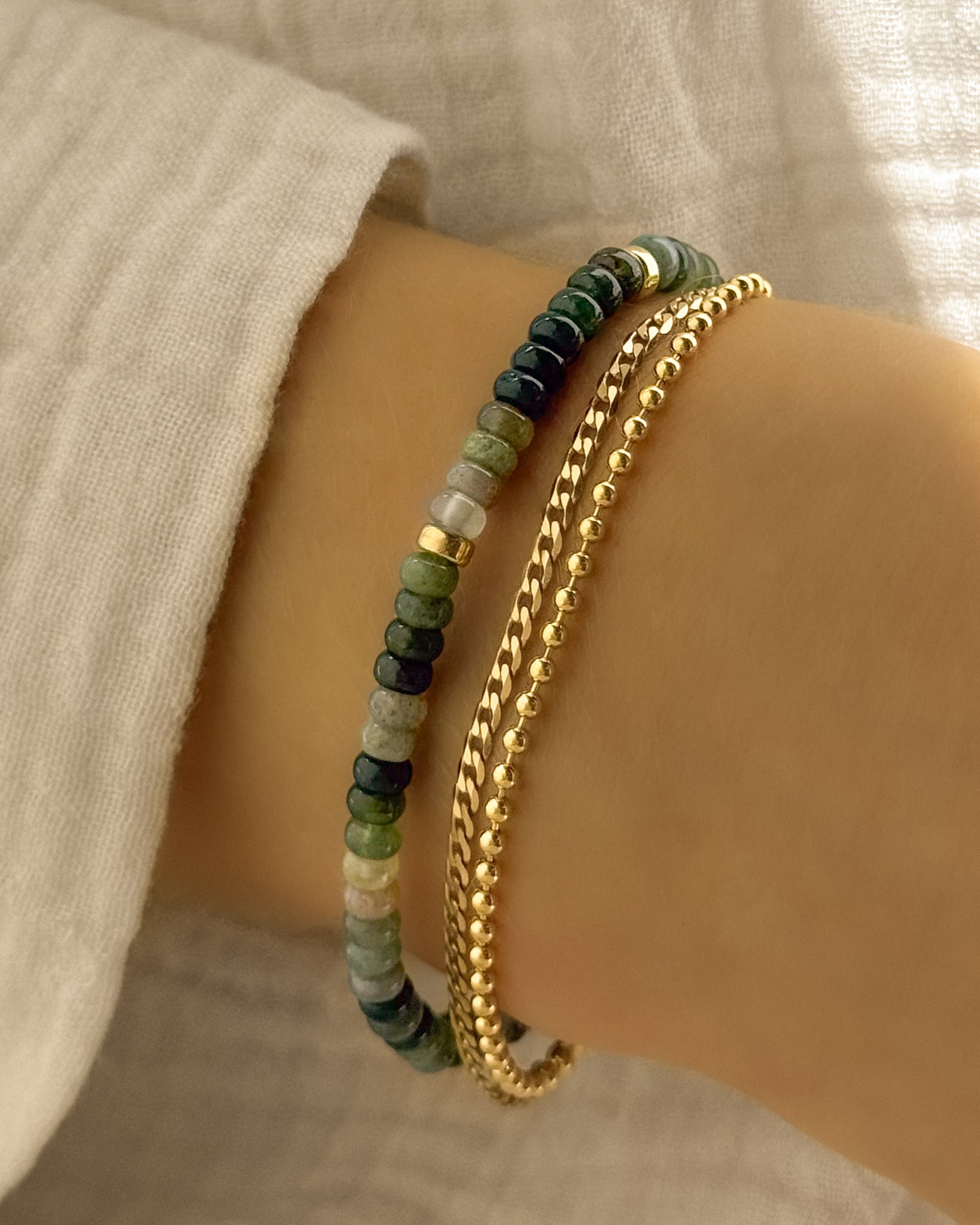 Green Agate Gemstone Bracelet