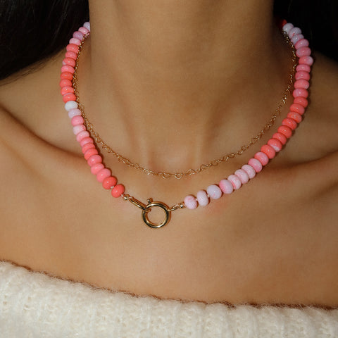 Gemstone Necklace | Hot Coral Pink