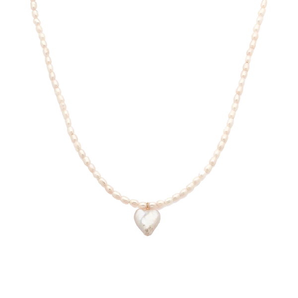 Heart Pearl Necklace | White Pearl