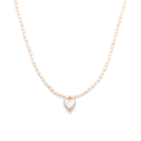 Heart Pearl Necklace | White Pearl