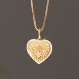 Heart-Ray Pendant | 14K Solid Gold & Diamond