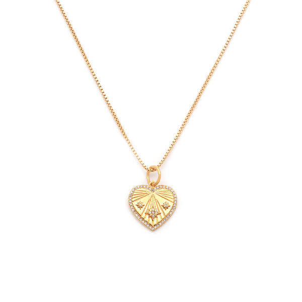 Heart-Ray Necklace | Gold & CZ