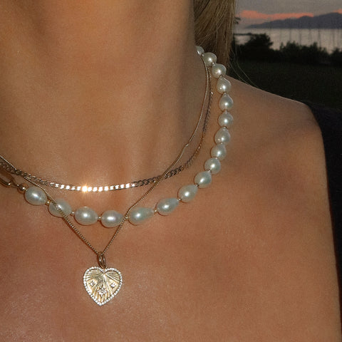 Heart-Ray Necklace | Gold & CZ