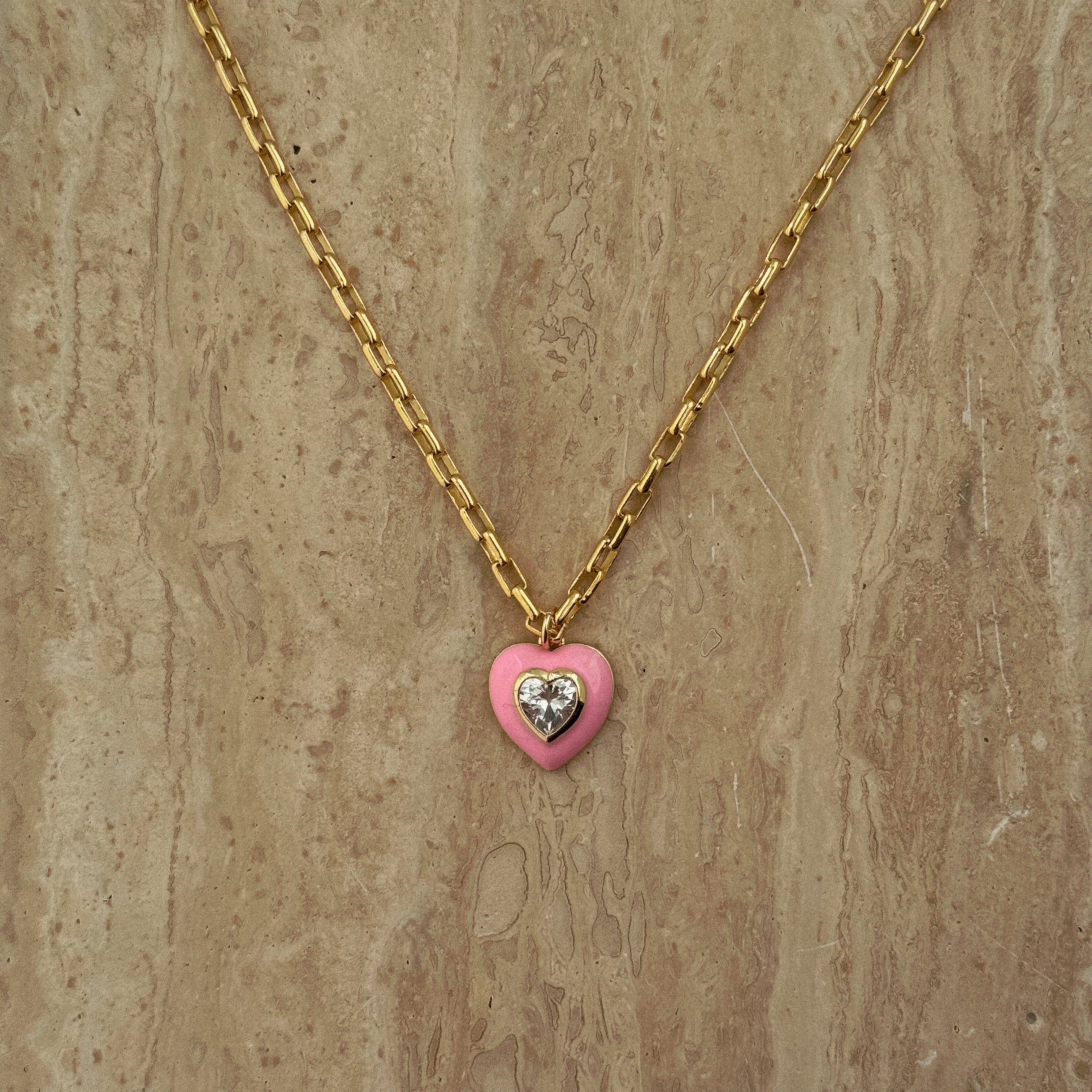Heartbeat Enamel Necklace