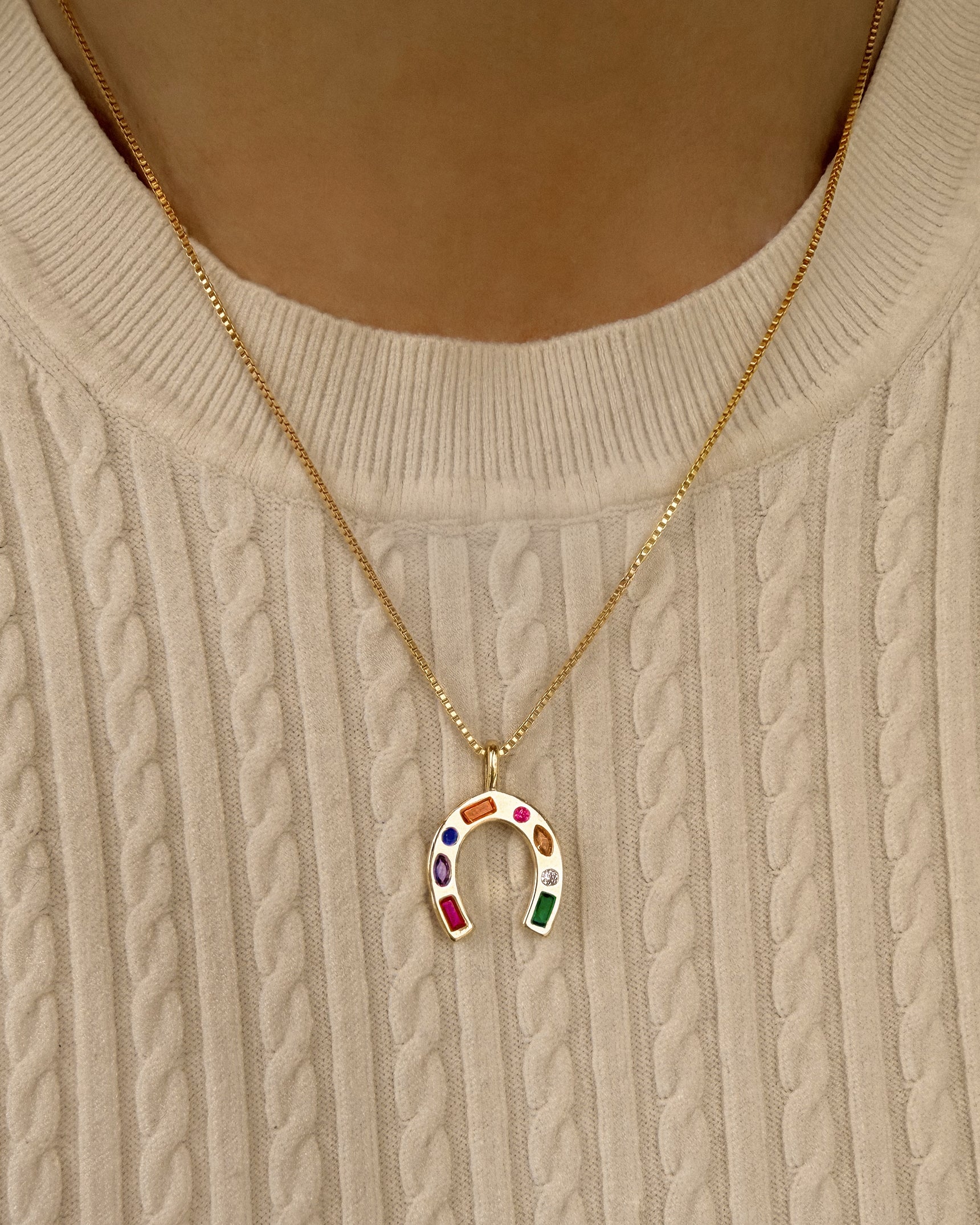 Horseshoe Bold Gemstone Necklace