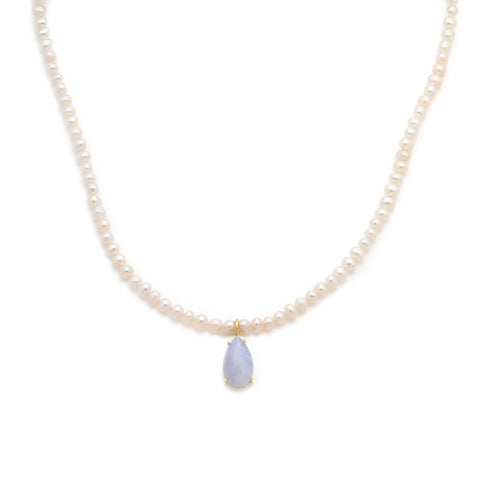 Jacquie Necklace | Pearl & Chalcedony