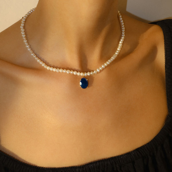 Jacquie Necklace | Pearl & Sapphire